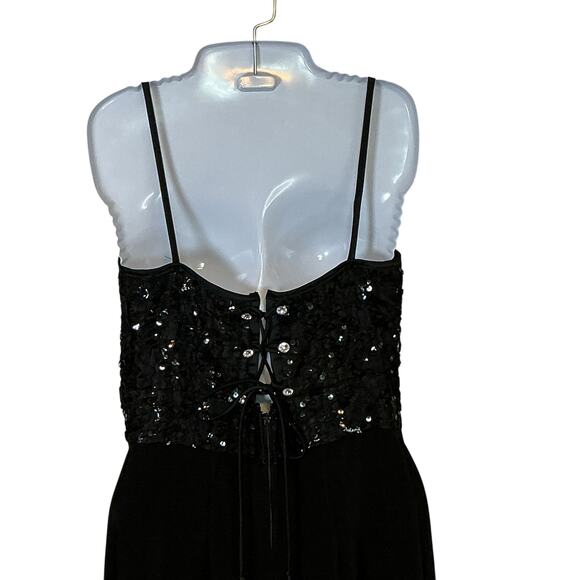 Bari Jay Sequined Sleeveless Black Corset Back Evening Gown Dress Women's 11/12 - Picture 7 of 10